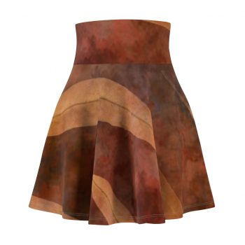 Women's Skater Skirt Dark Brown Leaves Leaf Beige Nature Art Print Old Antique