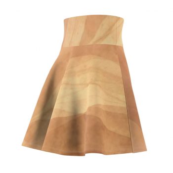 Women's Skater Skirt Leaves Leaf Print Abstract Sand Brown Beige Cream Nature Art Print Old Antique Vintage