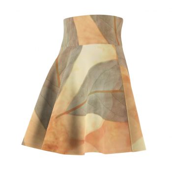 Women's Skater Skirt Leaves Leaf Print Blue Beige Cream Nature Art Print Old Antique Vintage