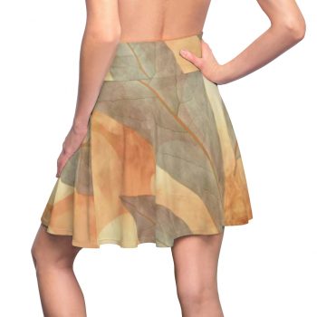 Women's Skater Skirt Leaves Leaf Print Blue Beige Cream Nature Art Print Old Antique Vintage