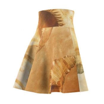 Women's Skater Skirt Sea Shells Seashells Ocean Cream Beige Brown Gold Art Print Old Antique Vintage