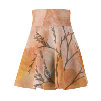 Women's Skater Skirt Wheat Field Flowers Print Beige Landscape Nature Art Print Old Antique Vintage