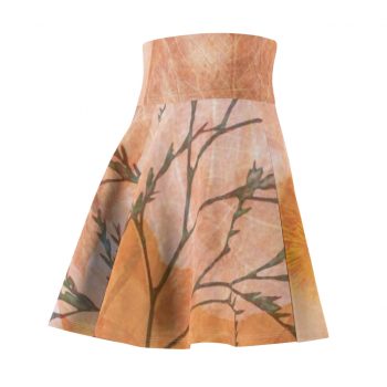 Women's Skater Skirt Wheat Field Flowers Print Beige Landscape Nature Art Print Old Antique Vintage