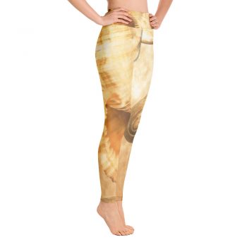 Yoga Pants Leggings Sea Shells Seashells Ocean Cream Beige Brown Gold Art Print Old Antique Vintage