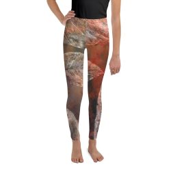 Youth Leggings Pants Colorful Leaves Leaf Print Grey Beige Cream Brown Nature Art Print Old Antique Vintage