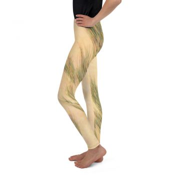 Youth Leggings Pants Wheat Field Green Beige Landscape Nature Art Print Old Antique Vintage