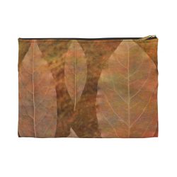 Accessory Makeup Pouch - Colorful Leaf Copper Brown Beige Nature Art Print Old Antique Vintage