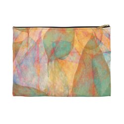 Accessory Makeup Pouch - Colorful Leaves Leaf Blue Pink Beige Cream Brown Art Print Old Antique Vintage