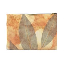 Accessory Makeup Pouch - Leaves Leaf Print Blue Beige Cream Nature Art Print Old Antique Vintage