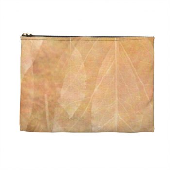 Accessory Makeup Pouch - Leaves Leaf Vein Print Beige Cream Brown Nature Art Print Old Antique Vintage