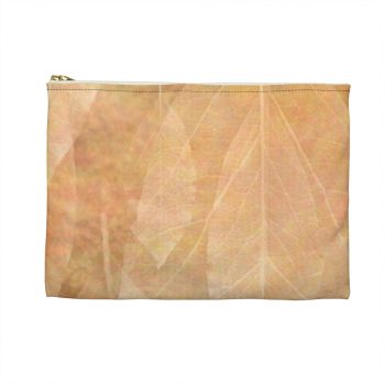 Accessory Makeup Pouch - Leaves Leaf Vein Print Beige Cream Brown Nature Art Print Old Antique Vintage