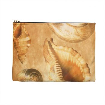 Accessory Makeup Pouch - Sea Shells Seashells Ocean Cream Beige Brown Gold Art Print Old Antique Vintage