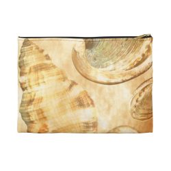 Accessory Makeup Pouch - Sea Shells Seashells Ocean Cream Beige Brown Gold Art Print Old Antique Vintage