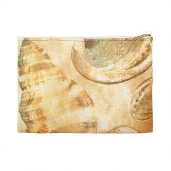 Accessory Makeup Pouch - Sea Shells Seashells Ocean Cream Beige Brown Gold Art Print Old Antique Vintage