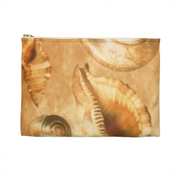 Accessory Makeup Pouch - Sea Shells Seashells Ocean Cream Beige Brown Gold Art Print Old Antique Vintage