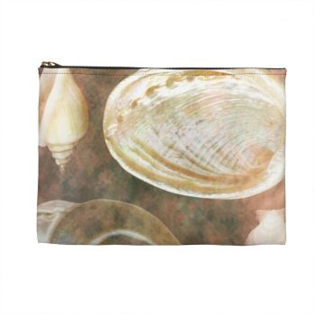 Accessory Makeup Pouch - Sea Shells Seashells Ocean Grey Silver Beige Sand Art Print Old Antique Vintage