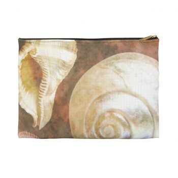 Accessory Makeup Pouch - Sea Shells Seashells Ocean Grey Silver Beige Sand Art Print Old Antique Vintage