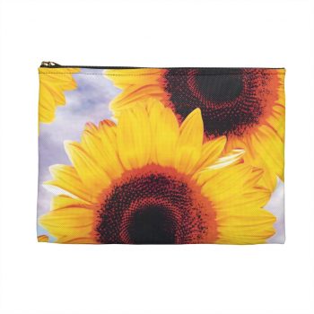 Accessory Makeup Pouch - Sunflowers Flower Art Print Old Antique Vintage Blue Yellow Brown