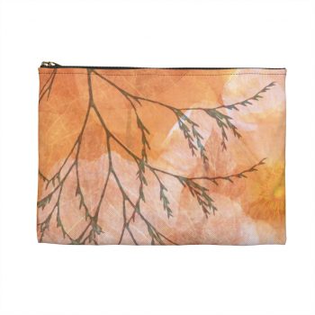 Accessory Makeup Pouch - Wheat Field Flowers Print Beige Landscape Nature Art Print Old Antique Vintage