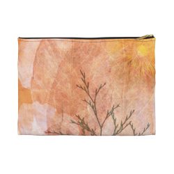 Accessory Makeup Pouch - Wheat Field Flowers Print Beige Landscape Nature Art Print Old Antique Vintage