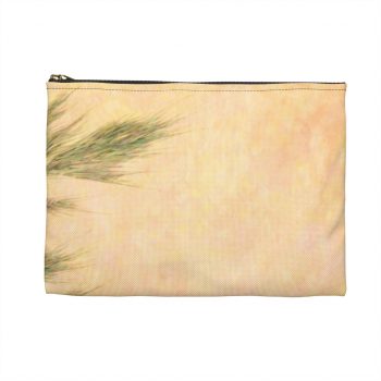 Accessory Makeup Pouch - Wheat Field Green Beige Landscape Nature Art Print Old Antique Vintage