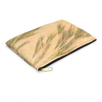 Accessory Makeup Pouch - Wheat Field Green Beige Landscape Nature Art Print Old Antique Vintage