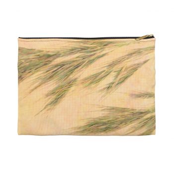 Accessory Makeup Pouch - Wheat Field Green Beige Landscape Nature Art Print Old Antique Vintage