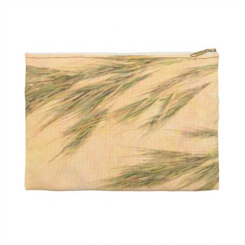 Accessory Makeup Pouch - Wheat Field Green Beige Landscape Nature Art Print Old Antique Vintage