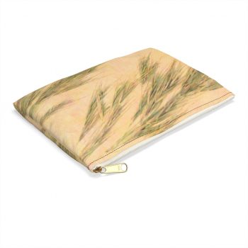 Accessory Makeup Pouch - Wheat Field Green Beige Landscape Nature Art Print Old Antique Vintage