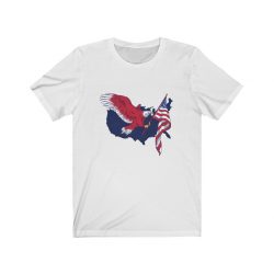 Adult Short Sleeve Tee T-Shirt Unisex - American Eagle USA Map Flag