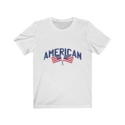 Adult Short Sleeve Tee T-Shirt Unisex - American Two USA Flags