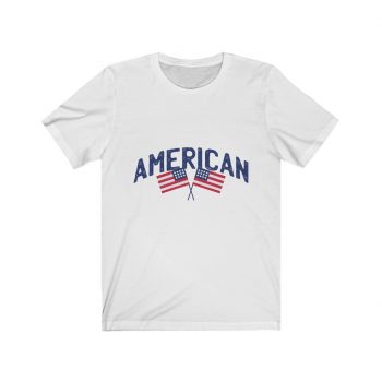 Adult Short Sleeve Tee T-Shirt Unisex - American Two USA Flags