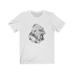 Adult Short Sleeve Tee T-Shirt Unisex - Angry Ape Gorilla Drawing