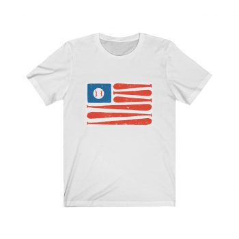 Adult Short Sleeve Tee T-Shirt Unisex - Baseball American Flag