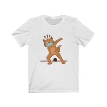 Adult Short Sleeve Tee T-Shirt Unisex - Cat Dabbing Coronavirus Covid 19