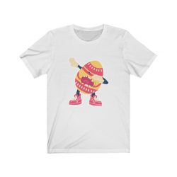 Adult Short Sleeve Tee T-Shirt Unisex - Dancing Dabbing Easter Egg Pink Orange