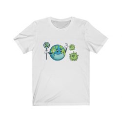 Adult Short Sleeve Tee T-Shirt Unisex - Earth Face Mask Fighting Coronavirus Covid 19