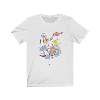 Adult Short Sleeve Tee T-Shirt Unisex - Easter Bunny Easter Egg Pink Yellow Blue