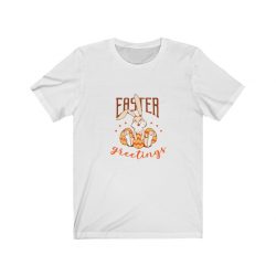 Adult Short Sleeve Tee T-Shirt Unisex - Easter Greetings - Bunny Easter Eggs