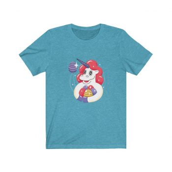 Adult Short Sleeve Tee T-Shirt Unisex - Easter Unicorn with Eggs