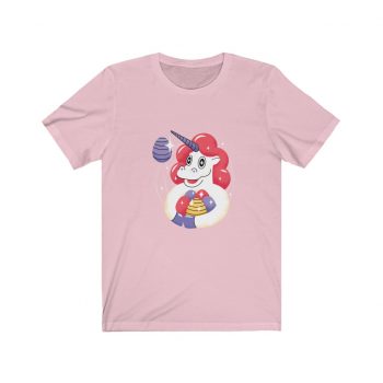 Adult Short Sleeve Tee T-Shirt Unisex - Easter Unicorn with Eggs