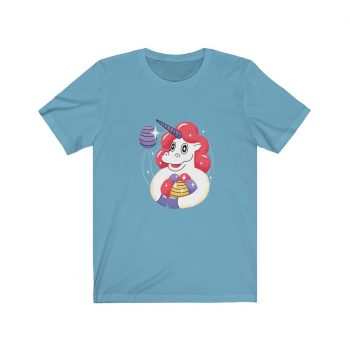 Adult Short Sleeve Tee T-Shirt Unisex - Easter Unicorn with Eggs