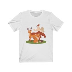 Adult Short Sleeve Tee T-Shirt Unisex - Forest Animals Fox Deer Moose Possum