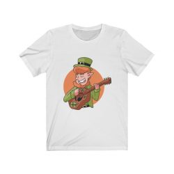 Adult Short Sleeve Tee T-Shirt Unisex - Guitarist Leprechaun St Partrick's Day