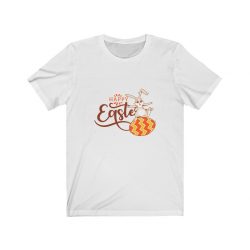 Adult Short Sleeve Tee T-Shirt Unisex - Happy Easter - Bunny Balancing on a Easter Egg