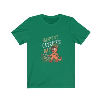 Adult Short Sleeve Tee T-Shirt Unisex - Happy St Catrick's Day Cat Clover