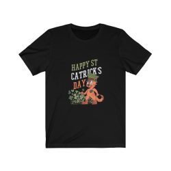 Adult Short Sleeve Tee T-Shirt Unisex - Happy St Catrick's Day Cat Clover