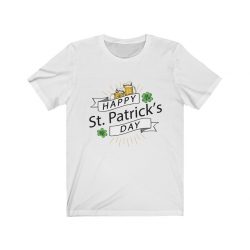 Adult Short Sleeve Tee T-Shirt Unisex - Happy St Patrick's Day Shamrock Beer