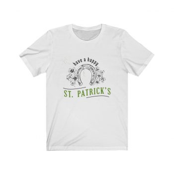 Adult Short Sleeve Tee T-Shirt Unisex - Have a Happy St Patricks Day Horse Shoe Clover