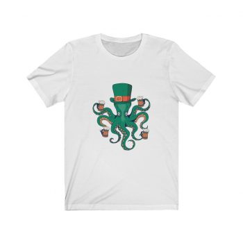 Adult Short Sleeve Tee T-Shirt Unisex - Leprechaun Octopus St Patricks Beer Stein